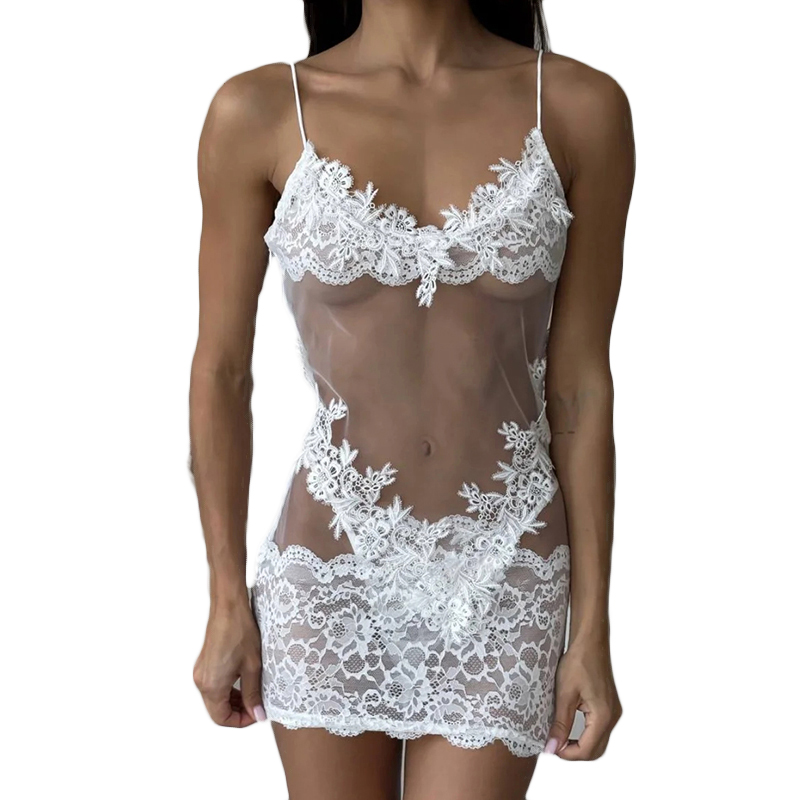 Lace Dress - Camisón sexy de encaje para mujer,