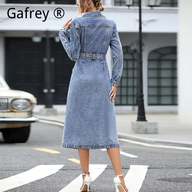 Vestido vaquero de manga larga - Midi Dress reseña y precio